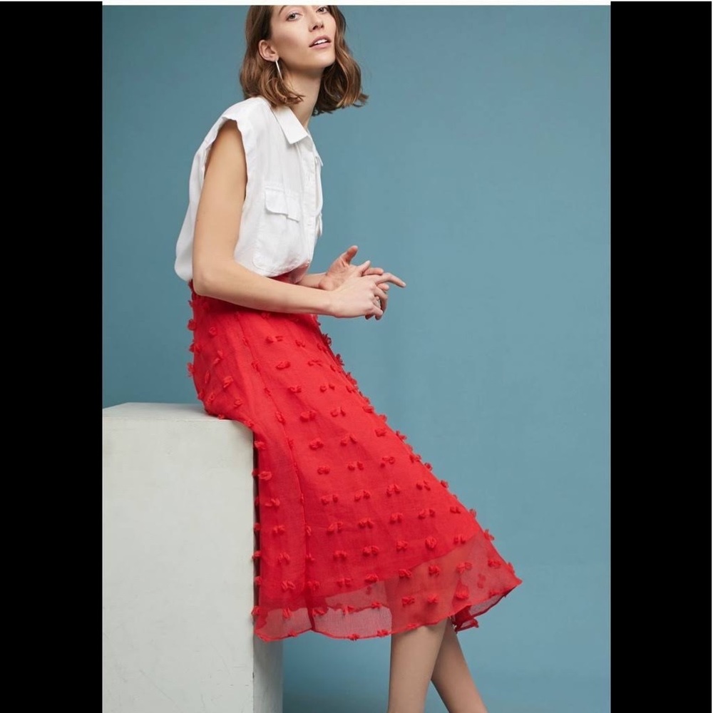 Anthropologie Style Keepers red maxi skirt